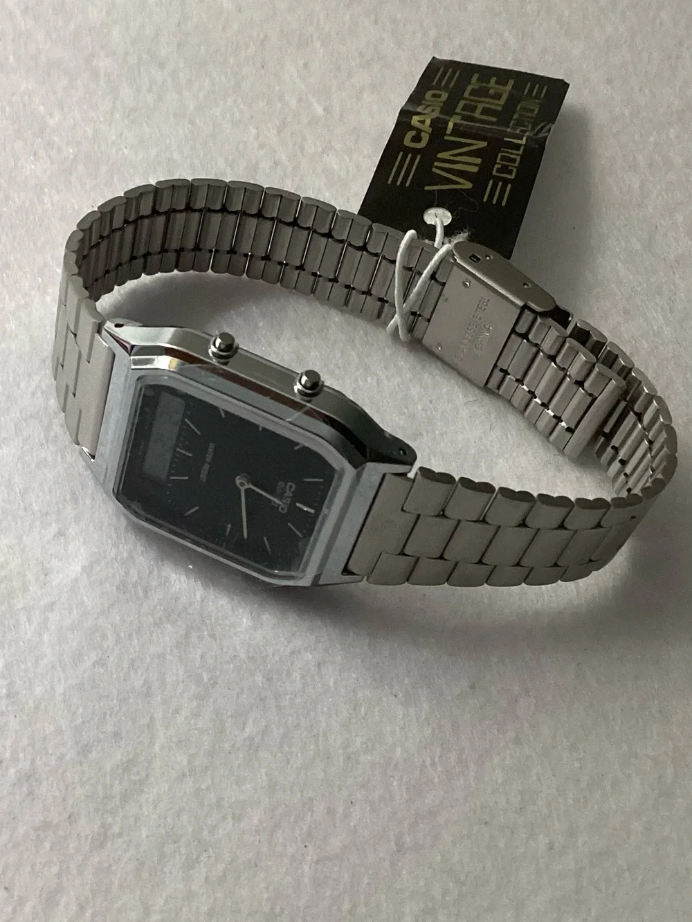 Casio Vintage Collection Unisex Analog Digital Stainless Steel Watch 29.8mm